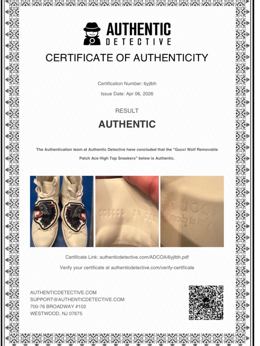 Authentic Gucci White Leather High-Top Sneakers - Picture 7 of 7